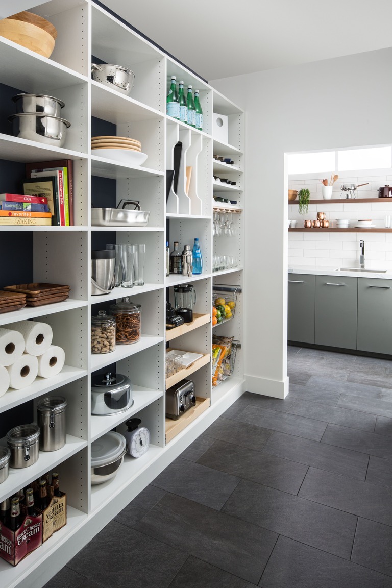 Pantry pull-out shelving and pantry storage in a Delaware home by Atlantic Source