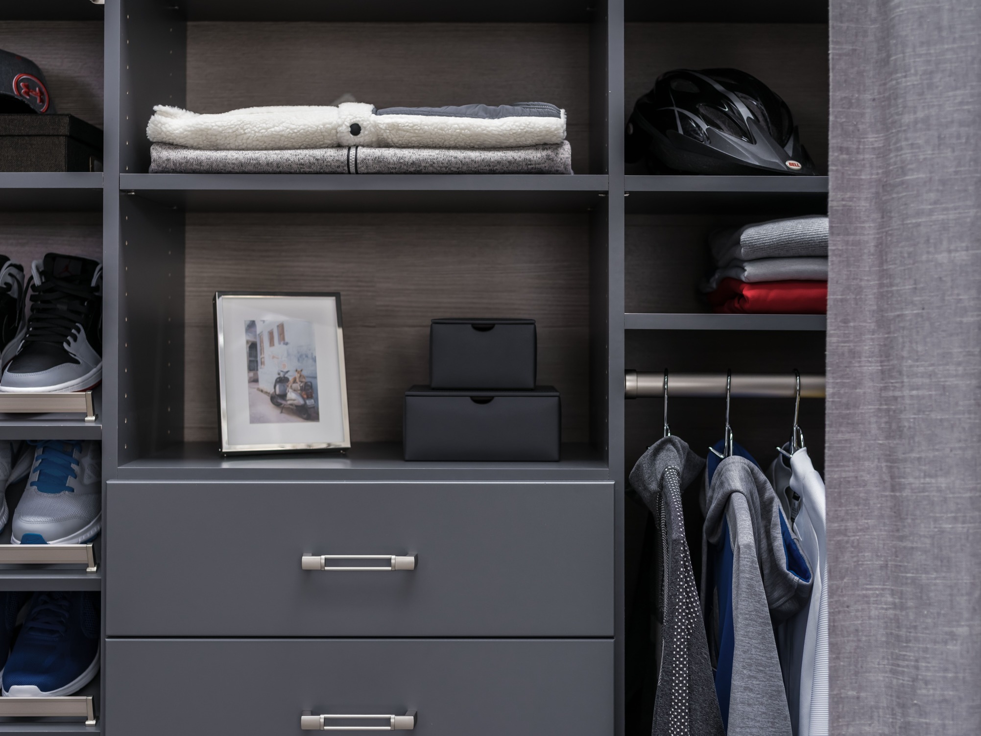 Custom walk-in closet in a Sussex County, Delaware home