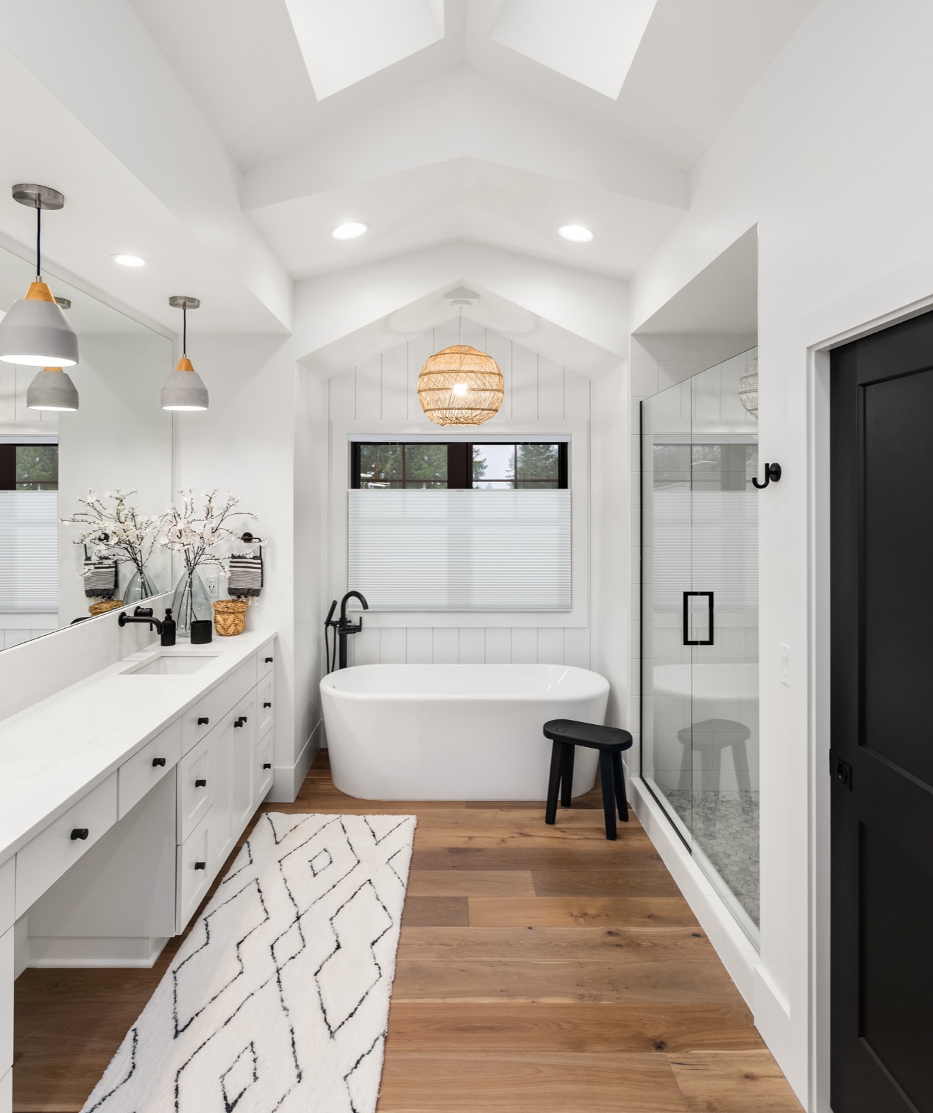 Top-down bottom-up Softlight cellular shade in a bright bathroom
