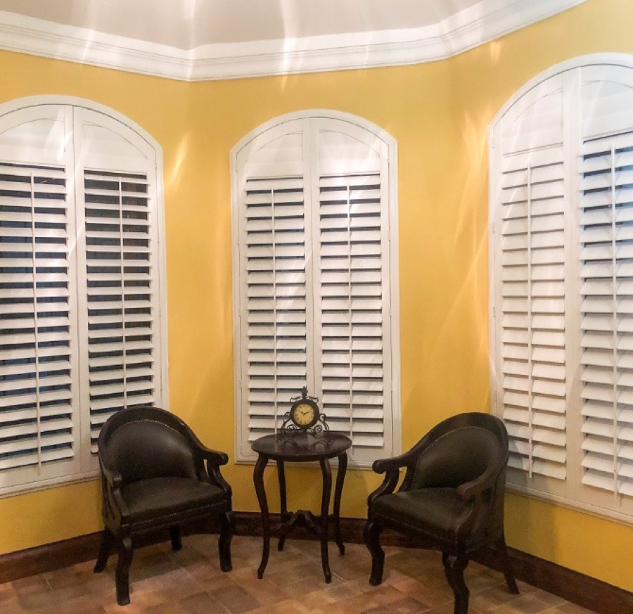 Wynhaven Signature shutters across a living room window